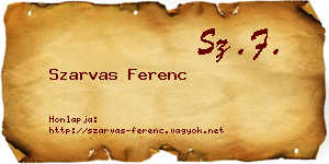 Szarvas Ferenc névjegykártya